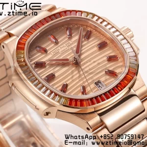 PATEK PHILIPPE Nautilus 7118 Ladies RG Orange Diamonds GRF 1:1 Best Edition RG Dial on RG Bracelet 324CS - Super Clone Watch | 1:1 Best Version