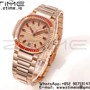 PATEK PHILIPPE Nautilus 7118 Ladies RG Orange Diamonds GRF 1:1 Best Edition RG Dial on RG Bracelet 324CS - Super Clone Watch | 1:1 Best Version