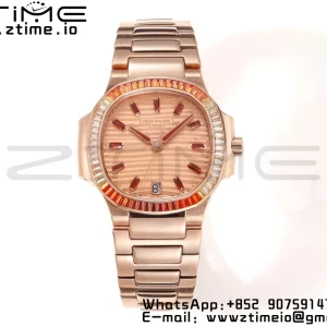 PATEK PHILIPPE Nautilus 7118 Ladies RG Orange Diamonds GRF 1:1 Best Edition RG Dial on RG Bracelet 324CS - Super Clone Watch | 1:1 Best Version