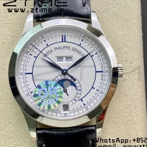 PATEK PHILIPPE Annual Calendar Complications 5396 SS GRF Best Edition White Dial Blue Markers on Leather Strap A324 - Super Clone Watch | 1:1 Best Version