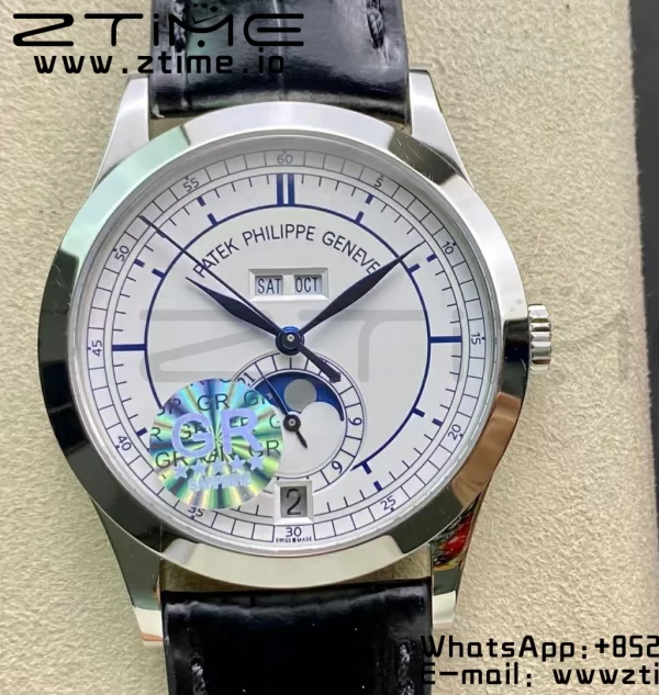 PATEK PHILIPPE Annual Calendar Complications 5396 SS GRF Best Edition White Dial Blue Markers on Leather Strap A324 - Super Clone Watch | 1:1 Best Version