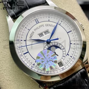 PATEK PHILIPPE Annual Calendar Complications 5396 SS GRF Best Edition White Dial Blue Markers on Leather Strap A324 - Super Clone Watch | 1:1 Best Version