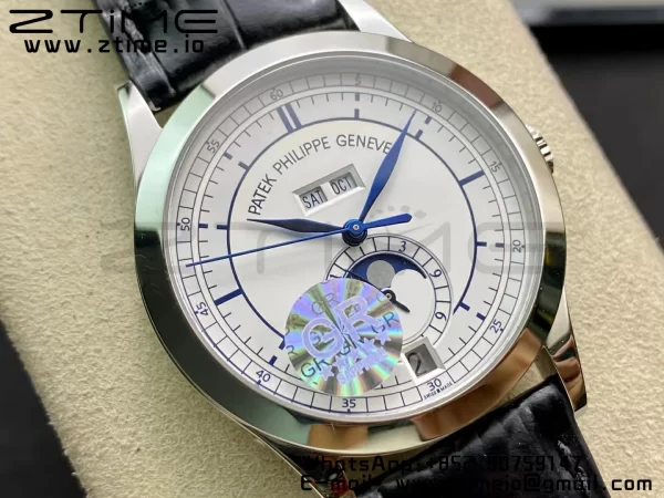 PATEK PHILIPPE Annual Calendar Complications 5396 SS GRF Best Edition White Dial Blue Markers on Leather Strap A324 - Super Clone Watch | 1:1 Best Version