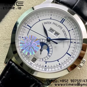 PATEK PHILIPPE Annual Calendar Complications 5396 SS GRF Best Edition White Dial Blue Markers on Leather Strap A324 - Super Clone Watch | 1:1 Best Version