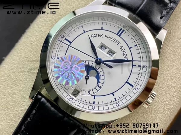 PATEK PHILIPPE Annual Calendar Complications 5396 SS GRF Best Edition White Dial Blue Markers on Leather Strap A324 - Super Clone Watch | 1:1 Best Version
