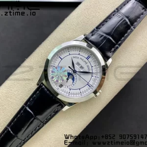 PATEK PHILIPPE Annual Calendar Complications 5396 SS GRF Best Edition White Dial Blue Markers on Leather Strap A324 - Super Clone Watch | 1:1 Best Version