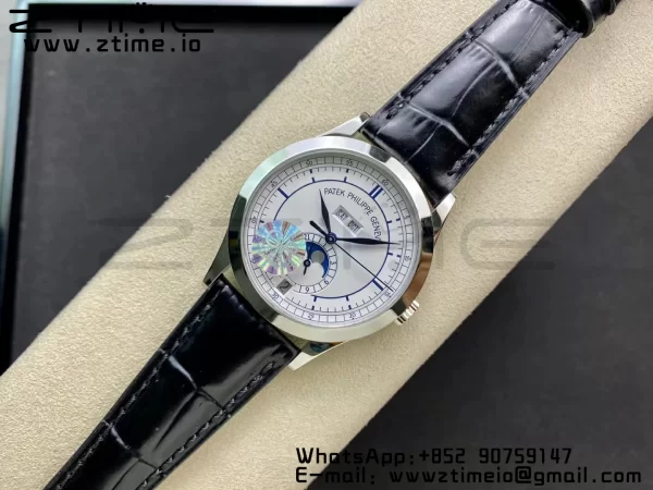 PATEK PHILIPPE Annual Calendar Complications 5396 SS GRF Best Edition White Dial Blue Markers on Leather Strap A324 - Super Clone Watch | 1:1 Best Version