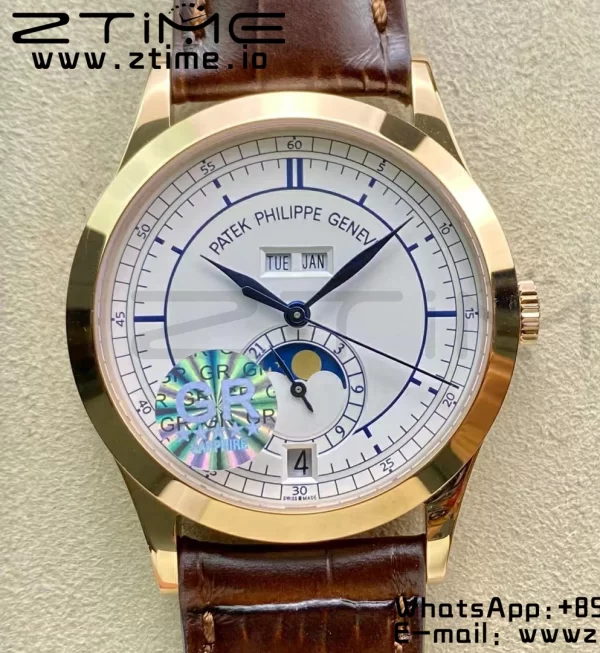 PATEK PHILIPPE Annual Calendar Complications 5396 RG GRF Best Edition White Dial Blue Markers on Leather strap A324 - Super Clone Watch | 1:1 Best Version