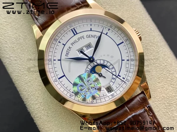 PATEK PHILIPPE Annual Calendar Complications 5396 RG GRF Best Edition White Dial Blue Markers on Leather strap A324 - Super Clone Watch | 1:1 Best Version