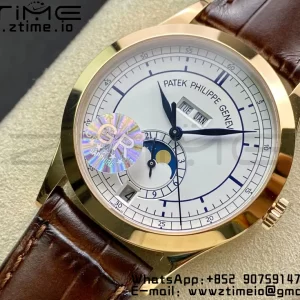 PATEK PHILIPPE Annual Calendar Complications 5396 RG GRF Best Edition White Dial Blue Markers on Leather strap A324 - Super Clone Watch | 1:1 Best Version
