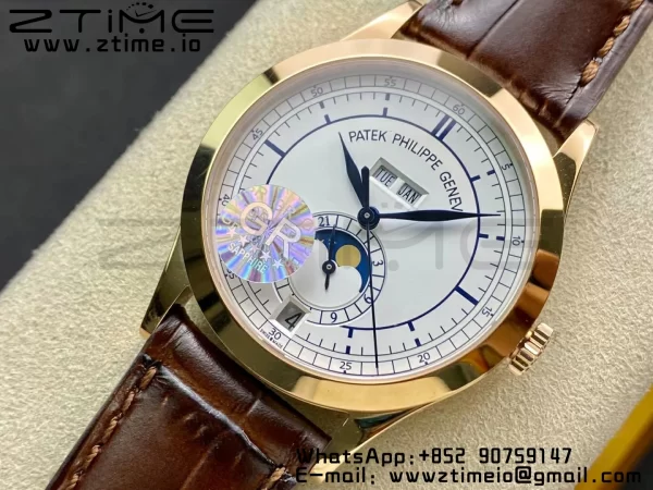 PATEK PHILIPPE Annual Calendar Complications 5396 RG GRF Best Edition White Dial Blue Markers on Leather strap A324 - Super Clone Watch | 1:1 Best Version