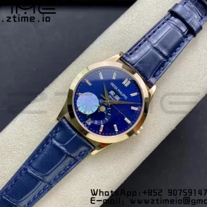 パテック フィリップ アニュアルカレンダー コンプリケーション 5396 RG GRF ベストエディション ブルーダイアル Tクリスタルマーカー レザーストラップ A324 - スーパークローンウォッチ｜1:1 ベストバージョン