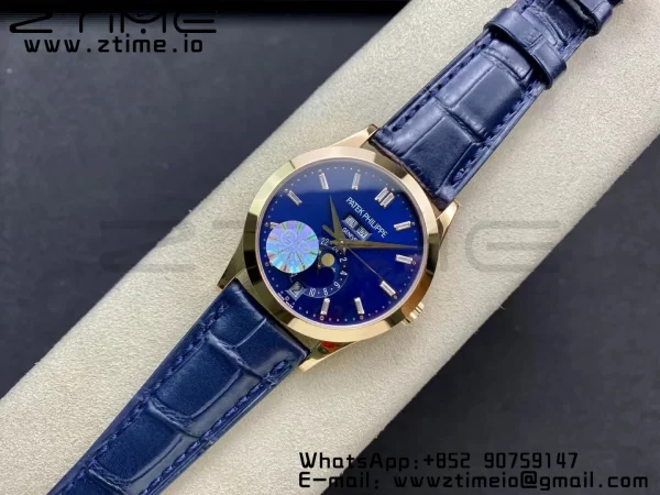 パテック フィリップ アニュアルカレンダー コンプリケーション 5396 RG GRF ベストエディション ブルーダイアル Tクリスタルマーカー レザーストラップ A324 - スーパークローンウォッチ｜1:1 ベストバージョン
