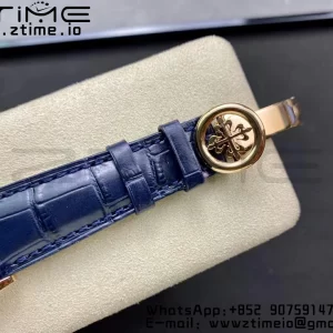 パテック フィリップ アニュアルカレンダー コンプリケーション 5396 RG GRF ベストエディション ブルーダイアル Tクリスタルマーカー レザーストラップ A324 - スーパークローンウォッチ｜1:1 ベストバージョン