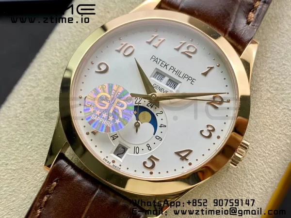 PATEK PHILIPPE Annual Calendar Complications 5396 RG GRF Best Edition White Dial Numbers Markers on Leather Strap A324 - Super Clone Watch | 1:1 Best Version