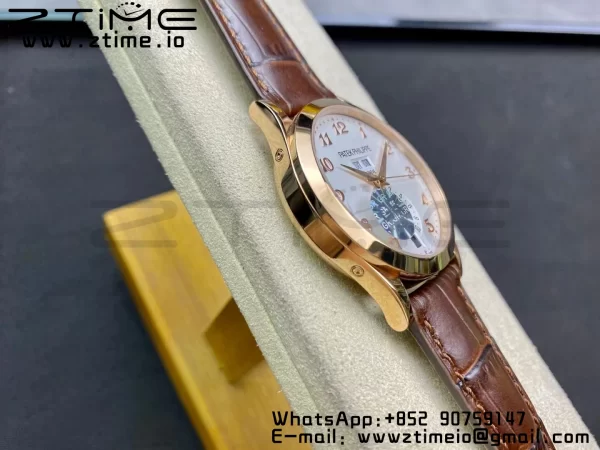 PATEK PHILIPPE Annual Calendar Complications 5396 RG GRF Best Edition White Dial Numbers Markers on Leather Strap A324 - Super Clone Watch | 1:1 Best Version
