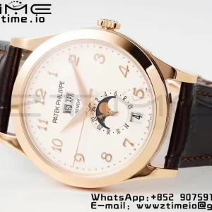 PATEK PHILIPPE Annual Calendar Moonphase 5396 RG ZF 1:1 Best Edition White Arabic Dial on Brown Leather Strap A324 - Super Clone Watch | 1:1 Best Version
