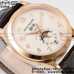 PATEK PHILIPPE Annual Calendar Moonphase 5396 RG ZF 1:1 Best Edition White Arabic Dial on Brown Leather Strap A324 - Super Clone Watch | 1:1 Best Version