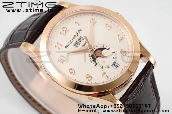 PATEK PHILIPPE Annual Calendar Moonphase 5396 RG ZF 1:1 Best Edition White Arabic Dial on Brown Leather Strap A324 - Super Clone Watch | 1:1 Best Version