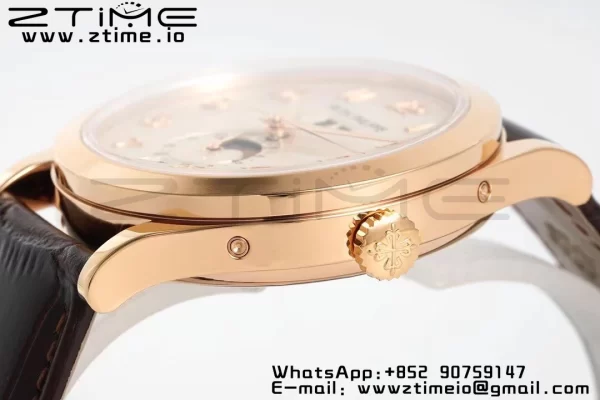 PATEK PHILIPPE Annual Calendar Moonphase 5396 RG ZF 1:1 Best Edition White Arabic Dial on Brown Leather Strap A324 - Super Clone Watch | 1:1 Best Version