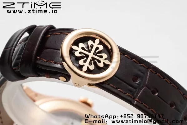 PATEK PHILIPPE Annual Calendar Moonphase 5396 RG ZF 1:1 Best Edition White Arabic Dial on Brown Leather Strap A324 - Super Clone Watch | 1:1 Best Version