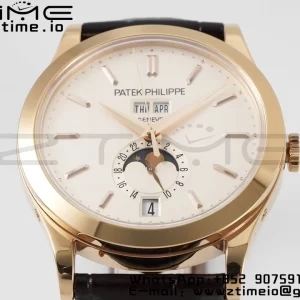 PATEK PHILIPPE Annual Calendar Moonphase 5396 RG ZF 1:1 Best Edition White Stick Dial on Brown Leather Strap A324 - Super Clone Watch | 1:1 Best Version