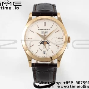 PATEK PHILIPPE Annual Calendar Moonphase 5396 RG ZF 1:1 Best Edition White Stick Dial on Brown Leather Strap A324 - Super Clone Watch | 1:1 Best Version