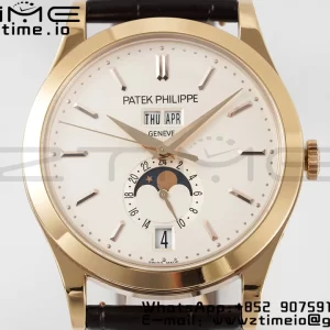 PATEK PHILIPPE Annual Calendar Moonphase 5396 RG ZF 1:1 Best Edition White Stick Dial on Brown Leather Strap A324 - Super Clone Watch | 1:1 Best Version