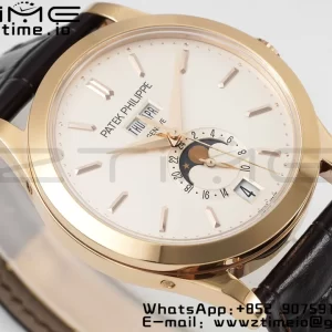 PATEK PHILIPPE Annual Calendar Moonphase 5396 RG ZF 1:1 Best Edition White Stick Dial on Brown Leather Strap A324 - Super Clone Watch | 1:1 Best Version