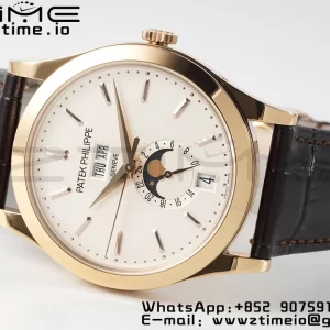 PATEK PHILIPPE Annual Calendar Moonphase 5396 RG ZF 1:1 Best Edition White Stick Dial on Brown Leather Strap A324 - Super Clone Watch | 1:1 Best Version