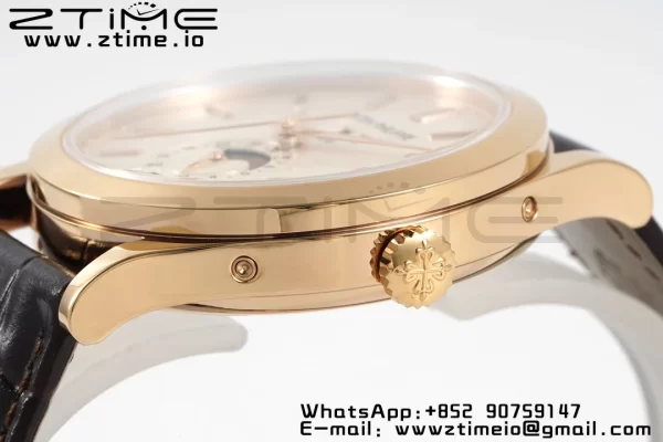 PATEK PHILIPPE Annual Calendar Moonphase 5396 RG ZF 1:1 Best Edition White Stick Dial on Brown Leather Strap A324 - Super Clone Watch | 1:1 Best Version