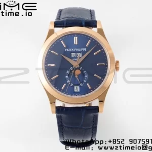 PATEK PHILIPPE Annual Calendar Moonphase 5396 RG ZF 1:1 Best Edition Blue Stick Dial on Blue Leather Strap A324 - Super Clone Watch | 1:1 Best Version