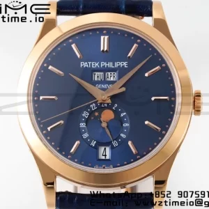 PATEK PHILIPPE Annual Calendar Moonphase 5396 RG ZF 1:1 Best Edition Blue Stick Dial on Blue Leather Strap A324 - Super Clone Watch | 1:1 Best Version