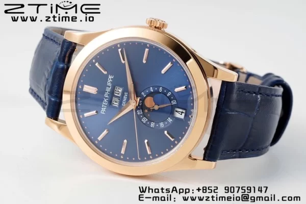 PATEK PHILIPPE Annual Calendar Moonphase 5396 RG ZF 1:1 Best Edition Blue Stick Dial on Blue Leather Strap A324 - Super Clone Watch | 1:1 Best Version