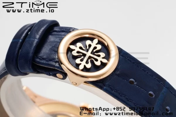 PATEK PHILIPPE Annual Calendar Moonphase 5396 RG ZF 1:1 Best Edition Blue Stick Dial on Blue Leather Strap A324 - Super Clone Watch | 1:1 Best Version
