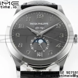 PATEK PHILIPPE Annual Calendar Moonphase 5396 SS ZF 1:1 Best Edition Gray Dial on Black Leather Strap A324 - Super Clone Watch | 1:1 Best Version