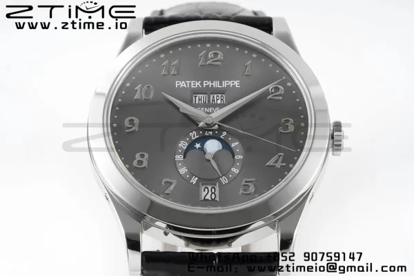 PATEK PHILIPPE Annual Calendar Moonphase 5396 SS ZF 1:1 Best Edition Gray Dial on Black Leather Strap A324 - Super Clone Watch | 1:1 Best Version