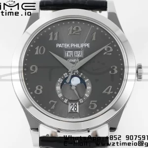 PATEK PHILIPPE Annual Calendar Moonphase 5396 SS ZF 1:1 Best Edition Gray Dial on Black Leather Strap A324 - Super Clone Watch | 1:1 Best Version