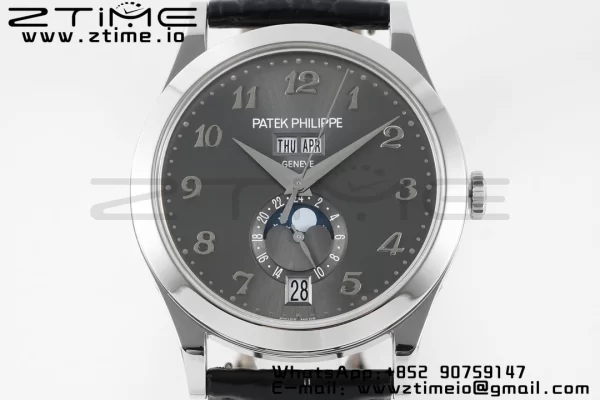 PATEK PHILIPPE Annual Calendar Moonphase 5396 SS ZF 1:1 Best Edition Gray Dial on Black Leather Strap A324 - Super Clone Watch | 1:1 Best Version