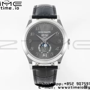 PATEK PHILIPPE Annual Calendar Moonphase 5396 SS ZF 1:1 Best Edition Gray Dial on Black Leather Strap A324 - Super Clone Watch | 1:1 Best Version
