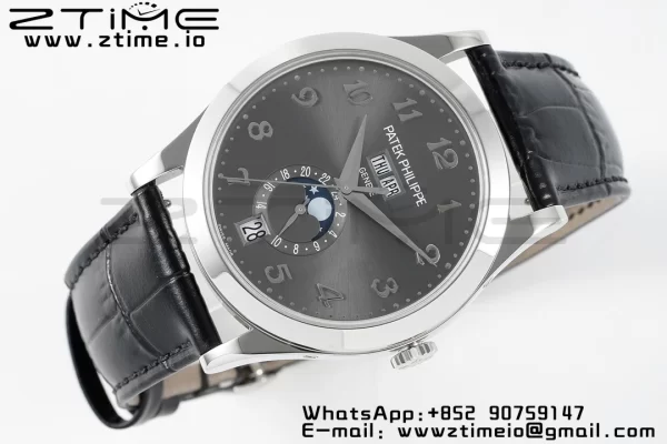 PATEK PHILIPPE Annual Calendar Moonphase 5396 SS ZF 1:1 Best Edition Gray Dial on Black Leather Strap A324 - Super Clone Watch | 1:1 Best Version