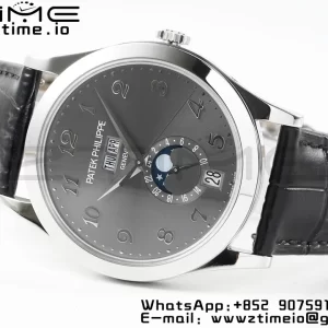 PATEK PHILIPPE Annual Calendar Moonphase 5396 SS ZF 1:1 Best Edition Gray Dial on Black Leather Strap A324 - Super Clone Watch | 1:1 Best Version