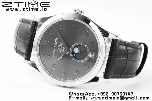 PATEK PHILIPPE Annual Calendar Moonphase 5396 SS ZF 1:1 Best Edition Gray Dial on Black Leather Strap A324 - Super Clone Watch | 1:1 Best Version