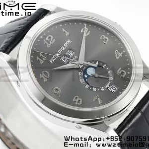 PATEK PHILIPPE Annual Calendar Moonphase 5396 SS ZF 1:1 Best Edition Gray Dial on Black Leather Strap A324 - Super Clone Watch | 1:1 Best Version