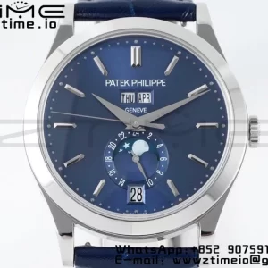PATEK PHILIPPE Annual Calendar Moonphase 5396 SS ZF 1:1 Best Edition Blue Dial on Blue Leather Strap A324 - Super Clone Watch | 1:1 Best Version