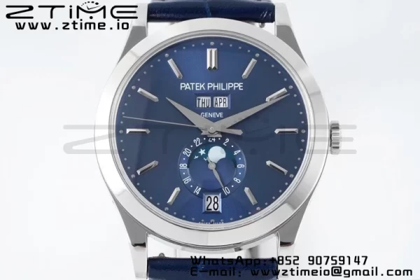 PATEK PHILIPPE Annual Calendar Moonphase 5396 SS ZF 1:1 Best Edition Blue Dial on Blue Leather Strap A324 - Super Clone Watch | 1:1 Best Version