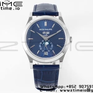 PATEK PHILIPPE Annual Calendar Moonphase 5396 SS ZF 1:1 Best Edition Blue Dial on Blue Leather Strap A324 - Super Clone Watch | 1:1 Best Version