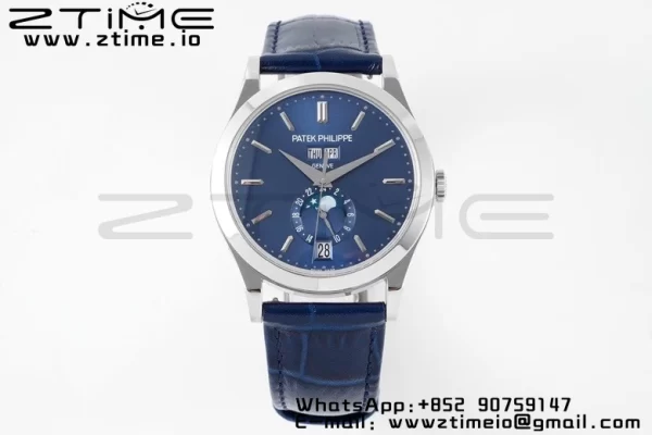PATEK PHILIPPE Annual Calendar Moonphase 5396 SS ZF 1:1 Best Edition Blue Dial on Blue Leather Strap A324 - Super Clone Watch | 1:1 Best Version