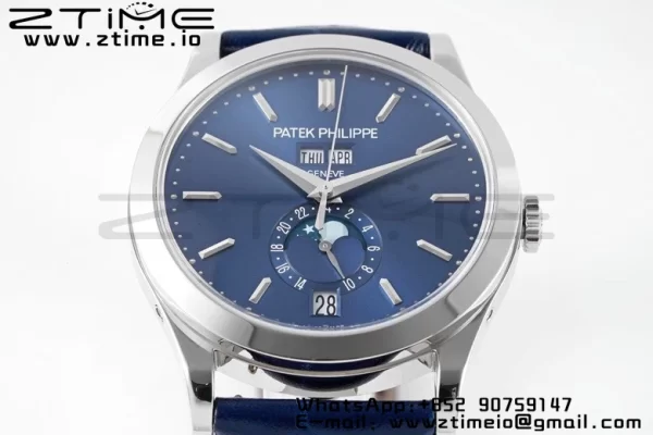 PATEK PHILIPPE Annual Calendar Moonphase 5396 SS ZF 1:1 Best Edition Blue Dial on Blue Leather Strap A324 - Super Clone Watch | 1:1 Best Version