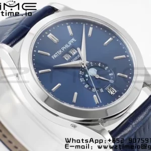 PATEK PHILIPPE Annual Calendar Moonphase 5396 SS ZF 1:1 Best Edition Blue Dial on Blue Leather Strap A324 - Super Clone Watch | 1:1 Best Version